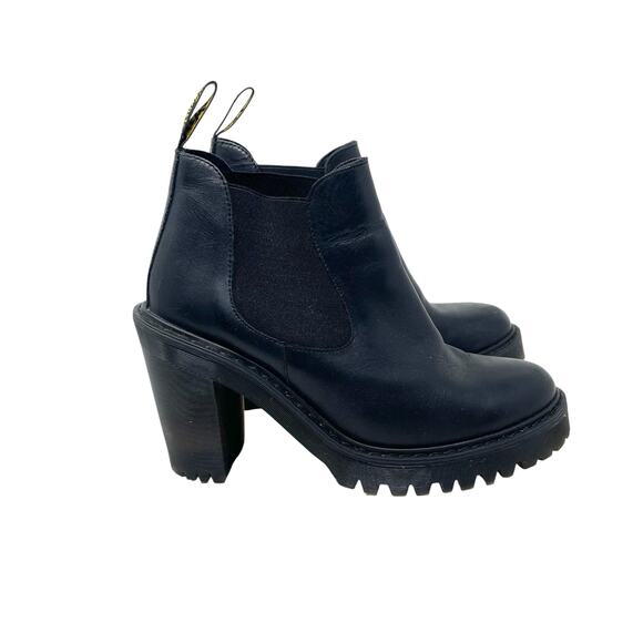 Dr. Martens Hurston Womens Leather Heeled Chelsea Boots - Black - Size 8 - Picture 2 of 9